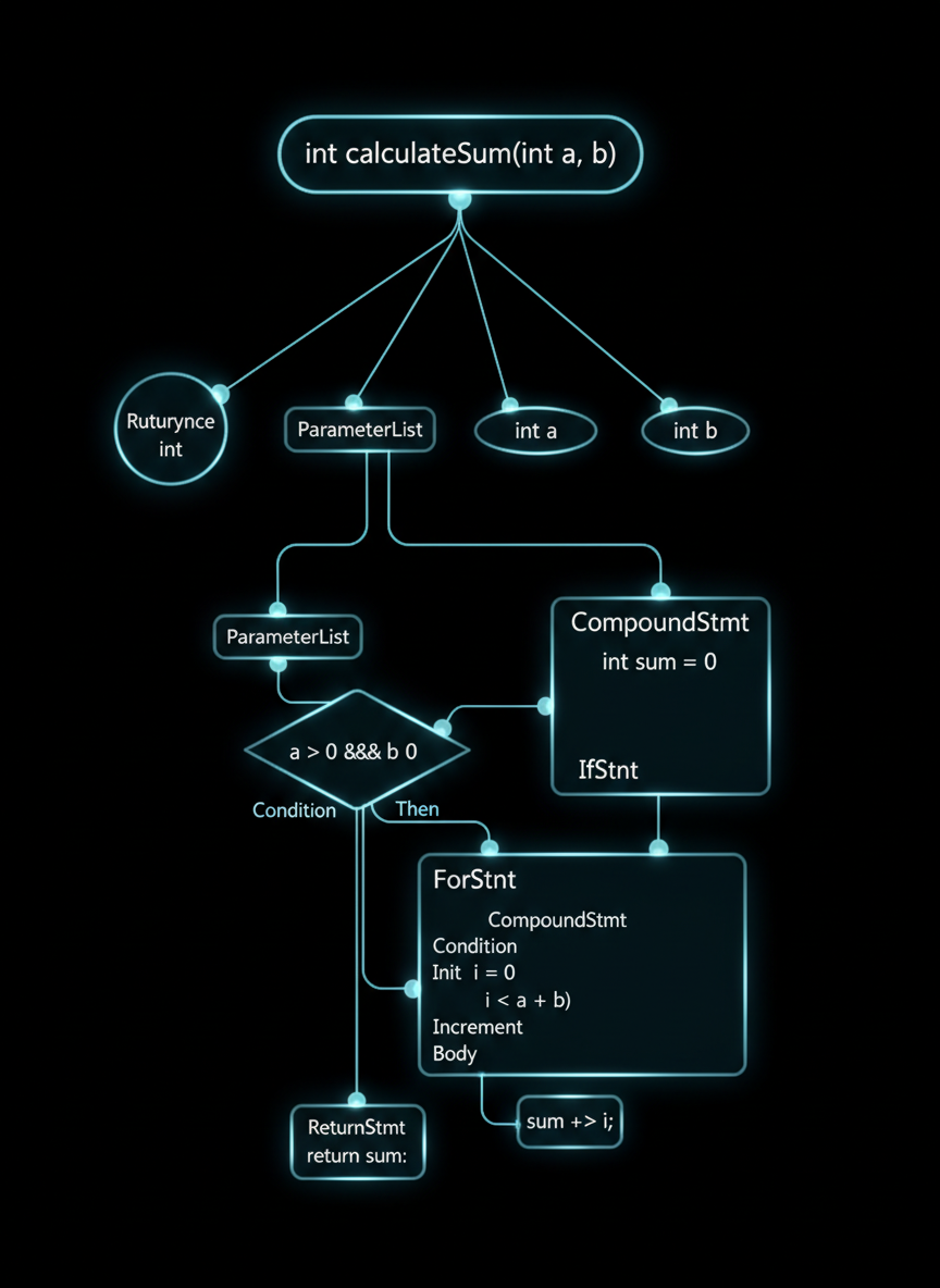 Abstract syntax tree visualization for C++ code